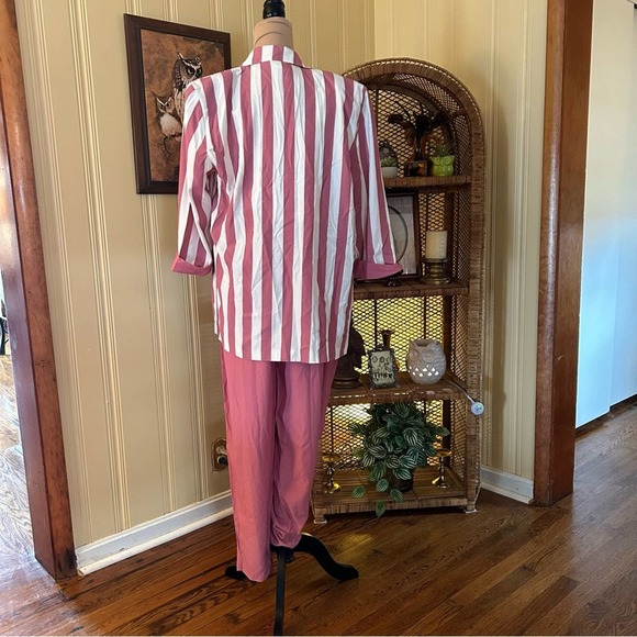 Vintage Enfocus Studio Pink and White Striped Jumpsuit Set With Blazer - Picture 2 of 11